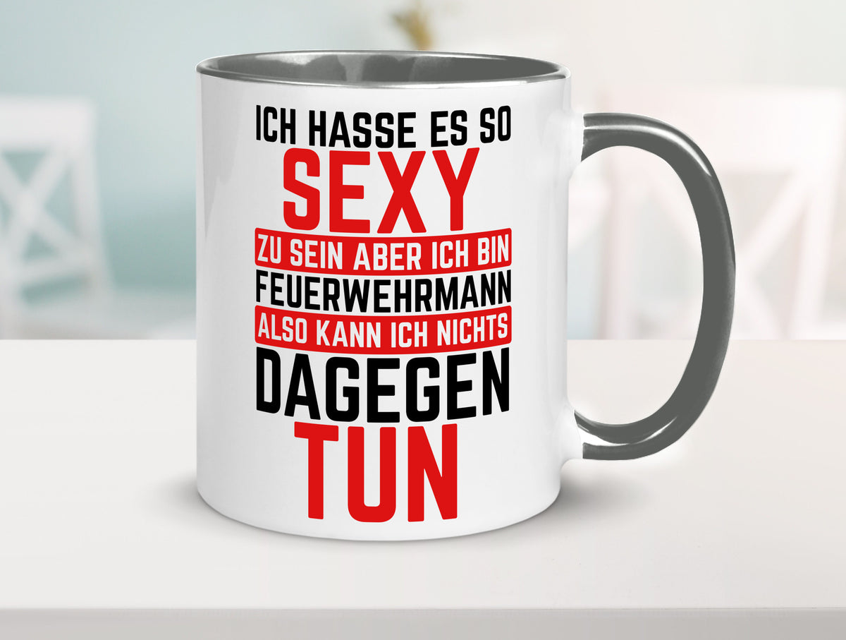 Sexy Feuerwehrmann | Helden Flammen Brandeinsatz lustig Humor Geschenkidee Tasse