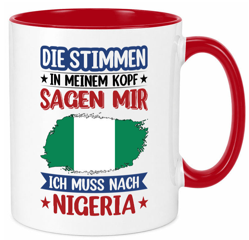 Nigeria | Urlaub Stimmen in meinem Kopf Traumland Geschenk Humor Geschenkidee Tasse