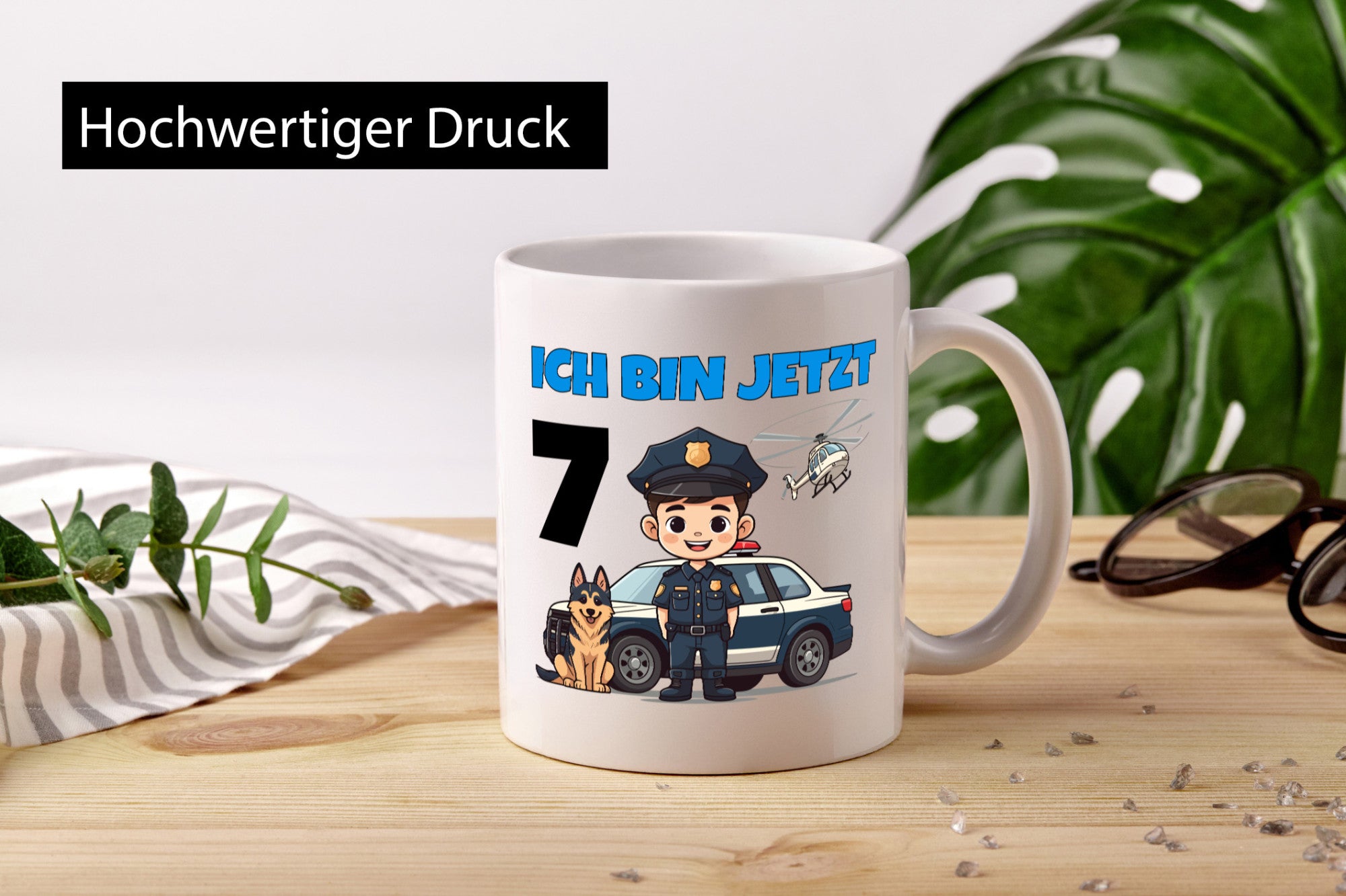 7. Geburtstag | 7 Jahre Polizei Kind Polizeiauto Humor Geschenkidee Tasse
