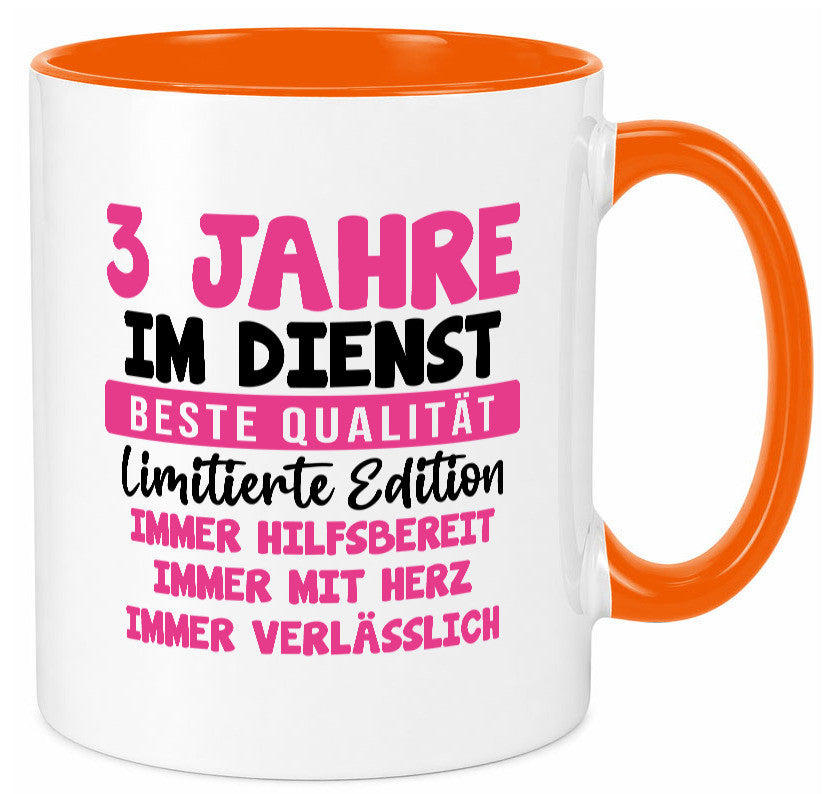 3 Jahre im Dienst | Jubiläum Arbeit v10 lustiger Spruch Geschenk Kollegen Büro Tasse