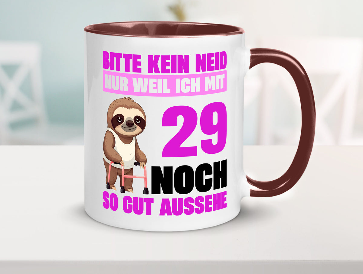 29. Geburtstag | Bitte kein neid Faultier 29 Jahre Humor Geschenkidee Tasse