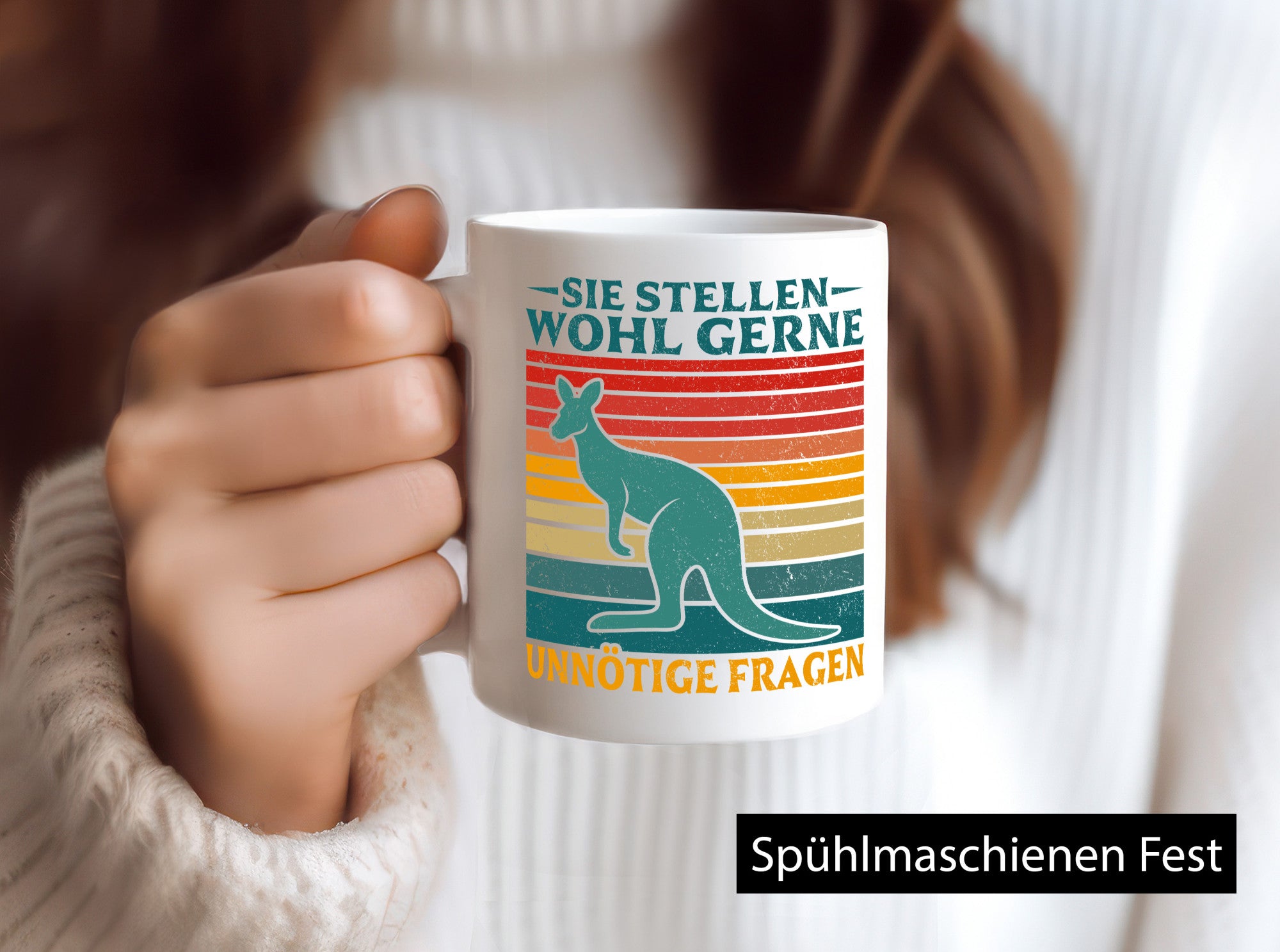 Unnötige Fragen stellen | Känguru Geschenkidee Humor Tasse