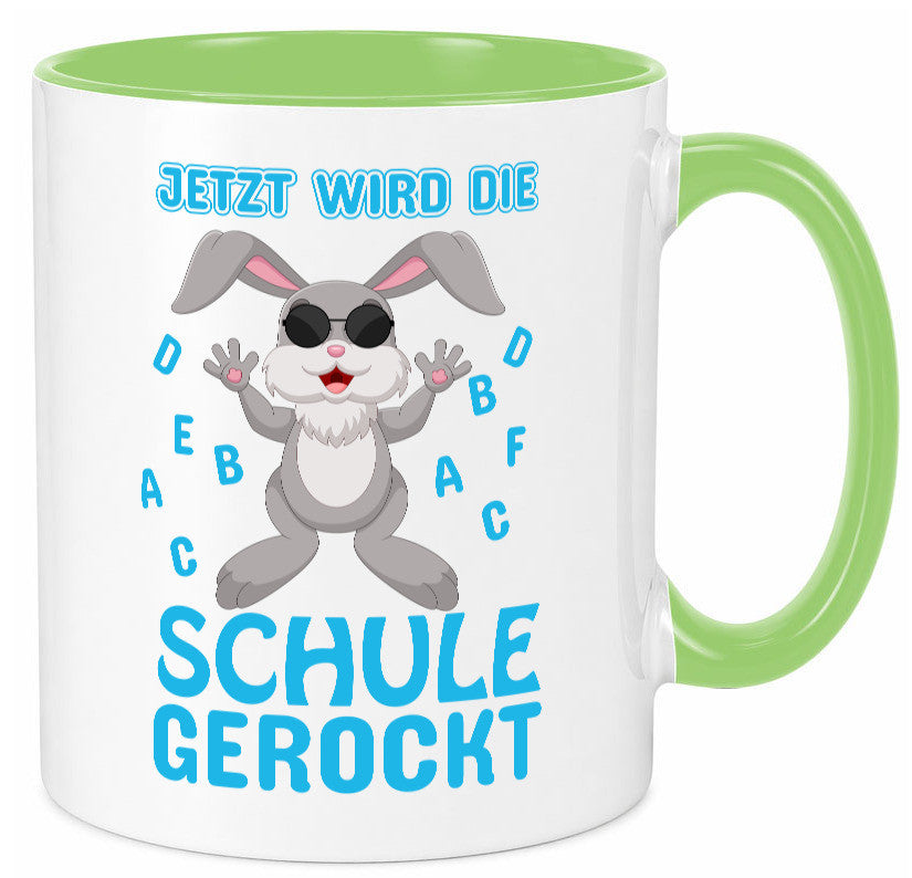 Schule wird gerockt | Schulbeginn Tasse cooler Hase lustiger Spruch Geschenk