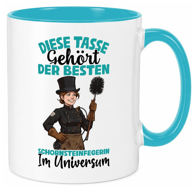 Im Universum: Schornsteinfegerin | Kaminkehrer lustiger Spruch Geschenk Humor Tasse