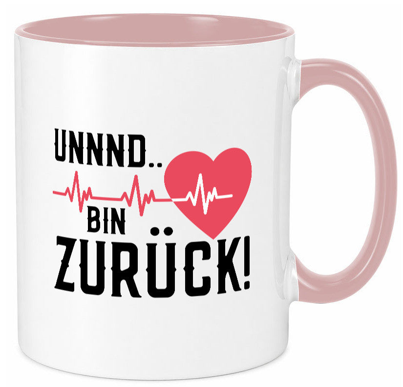 Bin zurück | Herzschlag Reanimation Puls Arzt Klinik Geschenk Humor Tasse
