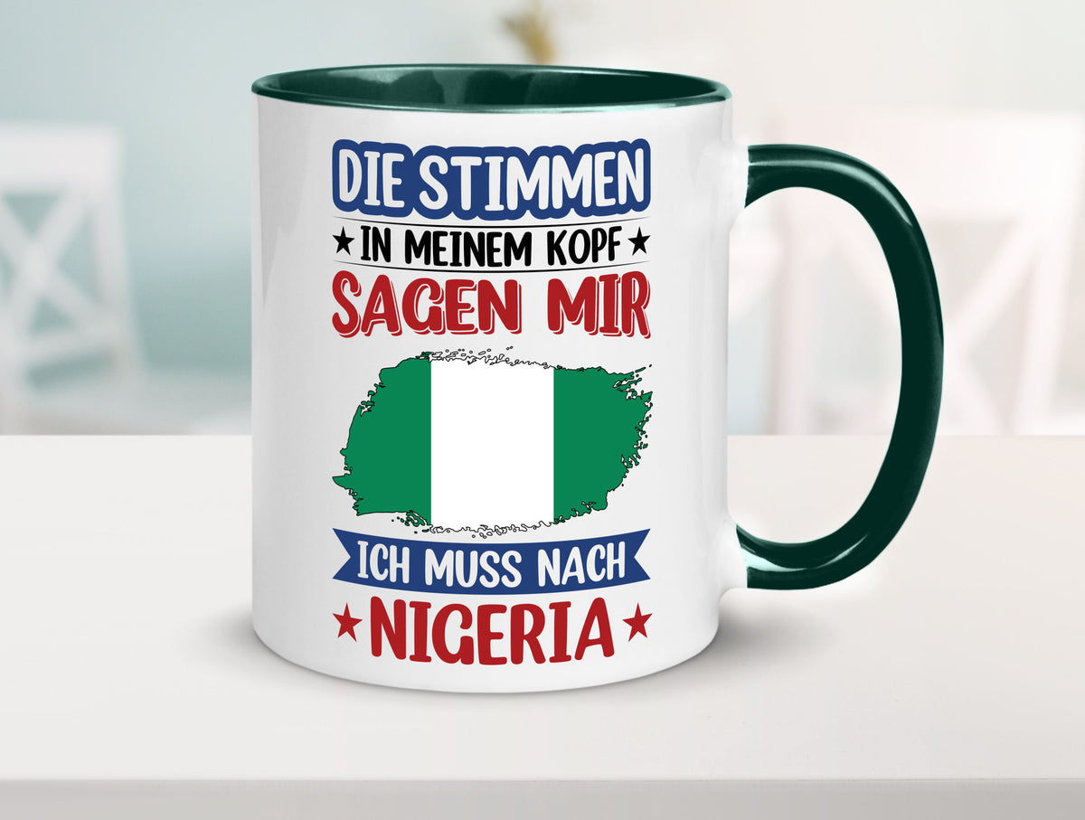 Nigeria | Urlaub Stimmen in meinem Kopf Traumland Geschenk Humor Geschenkidee Tasse