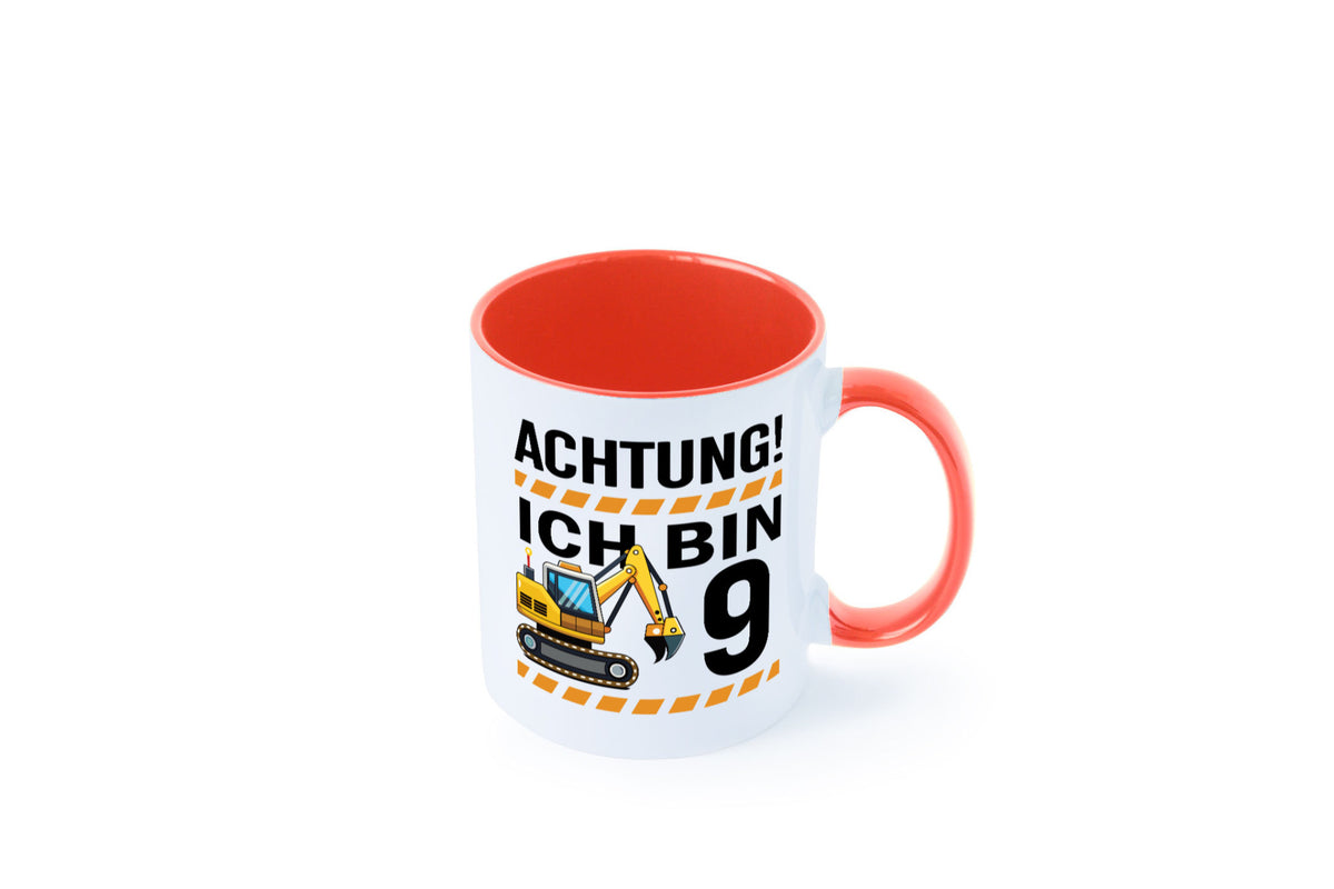 9 Geburtstag Ich bin | Bagger Junge lustiger Spruch Geschenk Geschenkidee Tasse