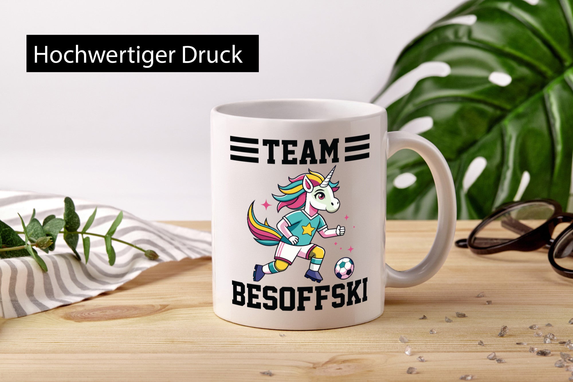 Team Besoffski | Einhorn Fußball v2 Geschenkidee Humor Tasse