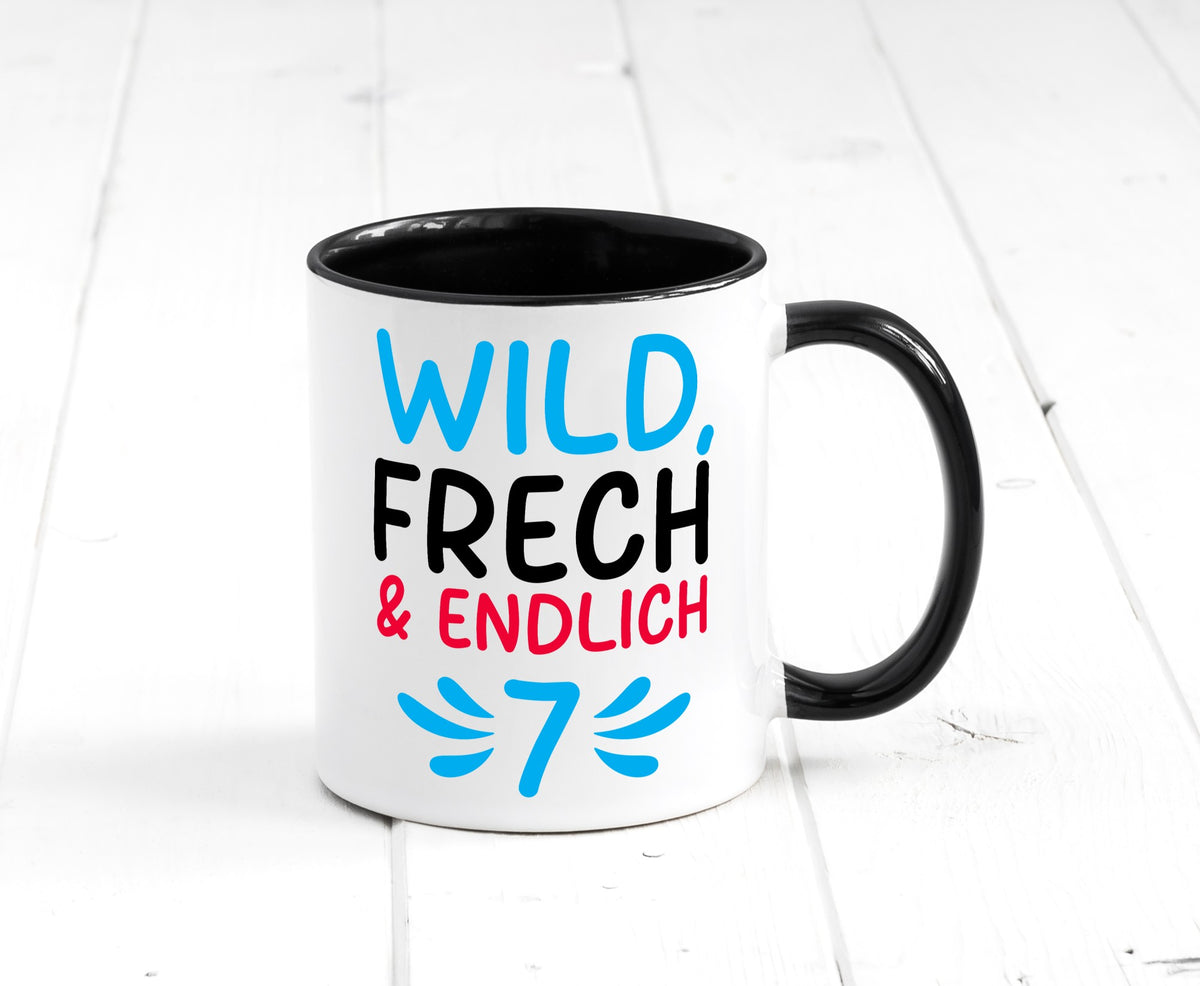 7. Geburtstag | 7 Jahre Wild & Frech lustiger Spruch Geschenk Geschenkidee Tasse