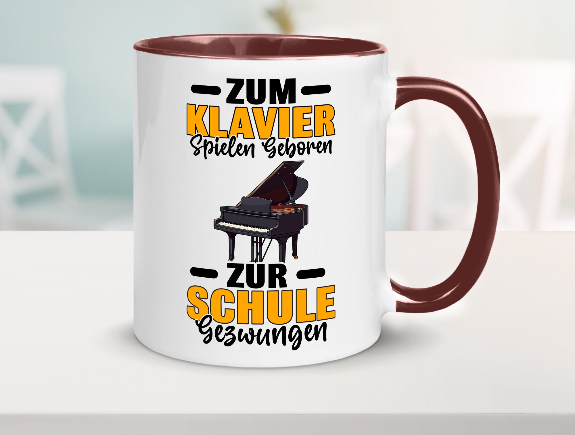Zum Klavier spielen geboren zur Schule gezwungen v2 lustiger Spruch Geschenk