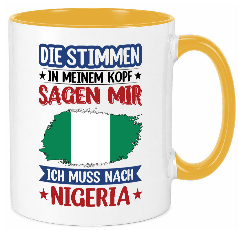 Nigeria | Urlaub Stimmen in meinem Kopf Traumland Geschenk Humor Geschenkidee Tasse