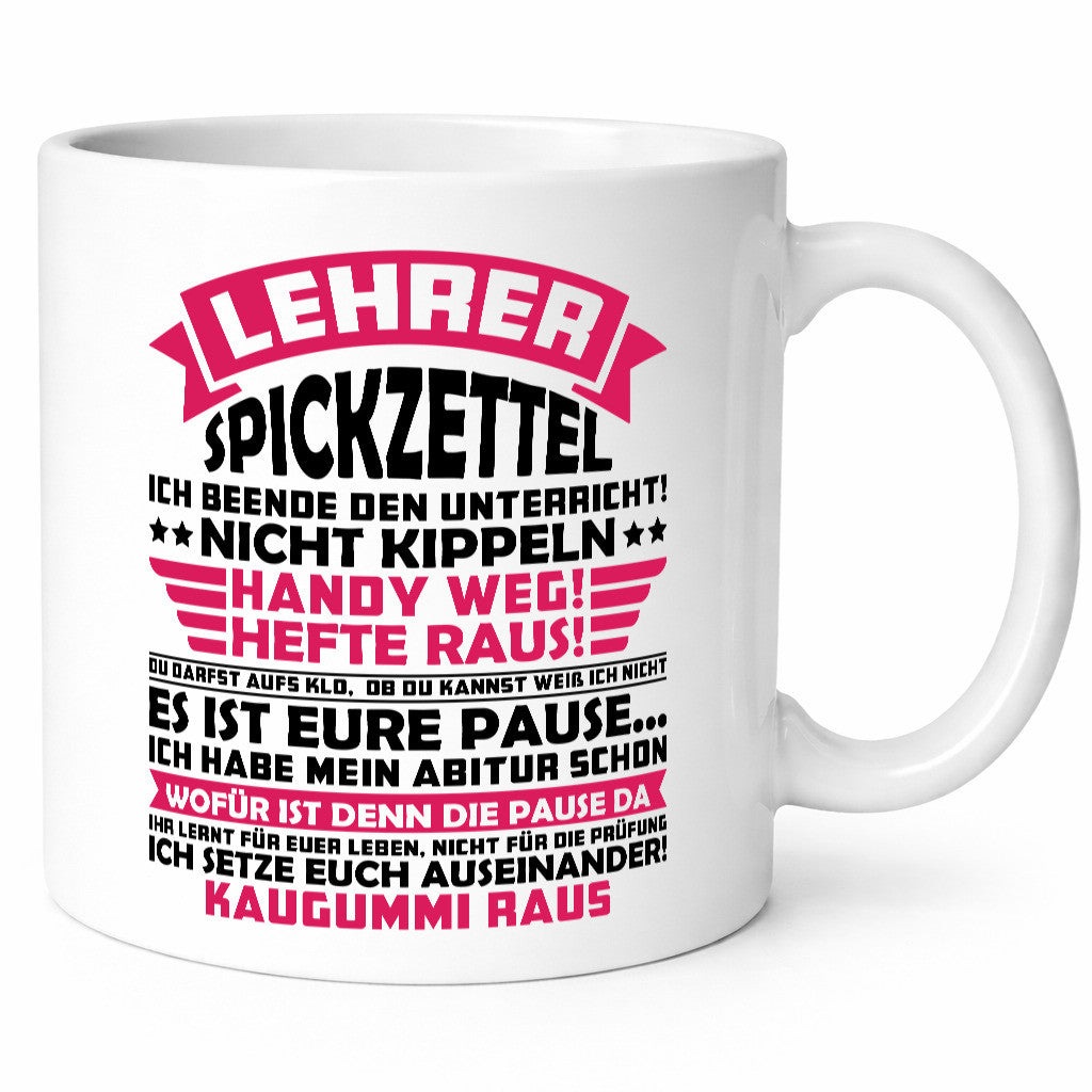 Lehrer Spickzettel | Beruf Tasse lustiger Spruch vl8 Geschenkidee Arbeit