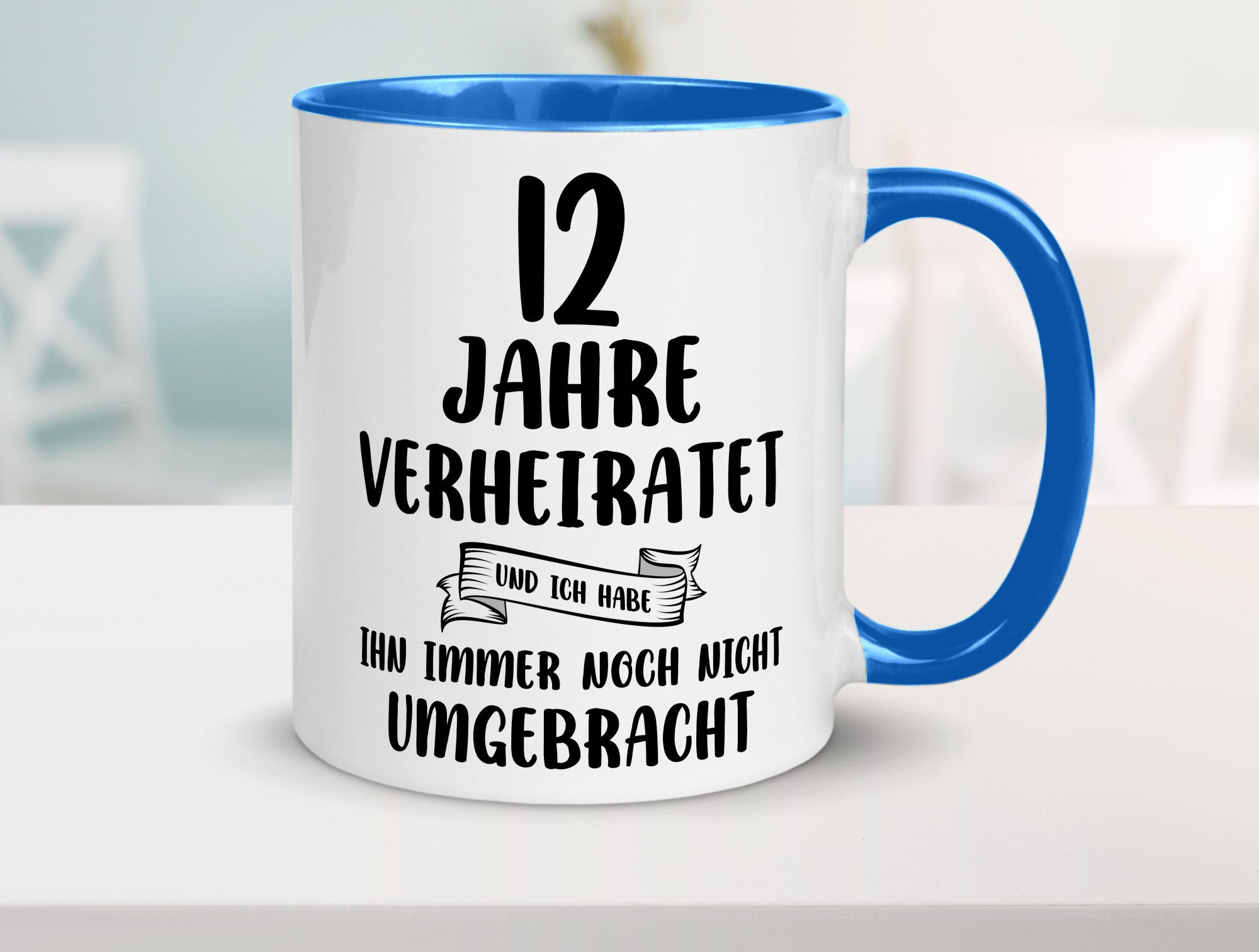 12 Jahre Verheiratet, immer noch am Leben! Geschenkidee Humor Tasse