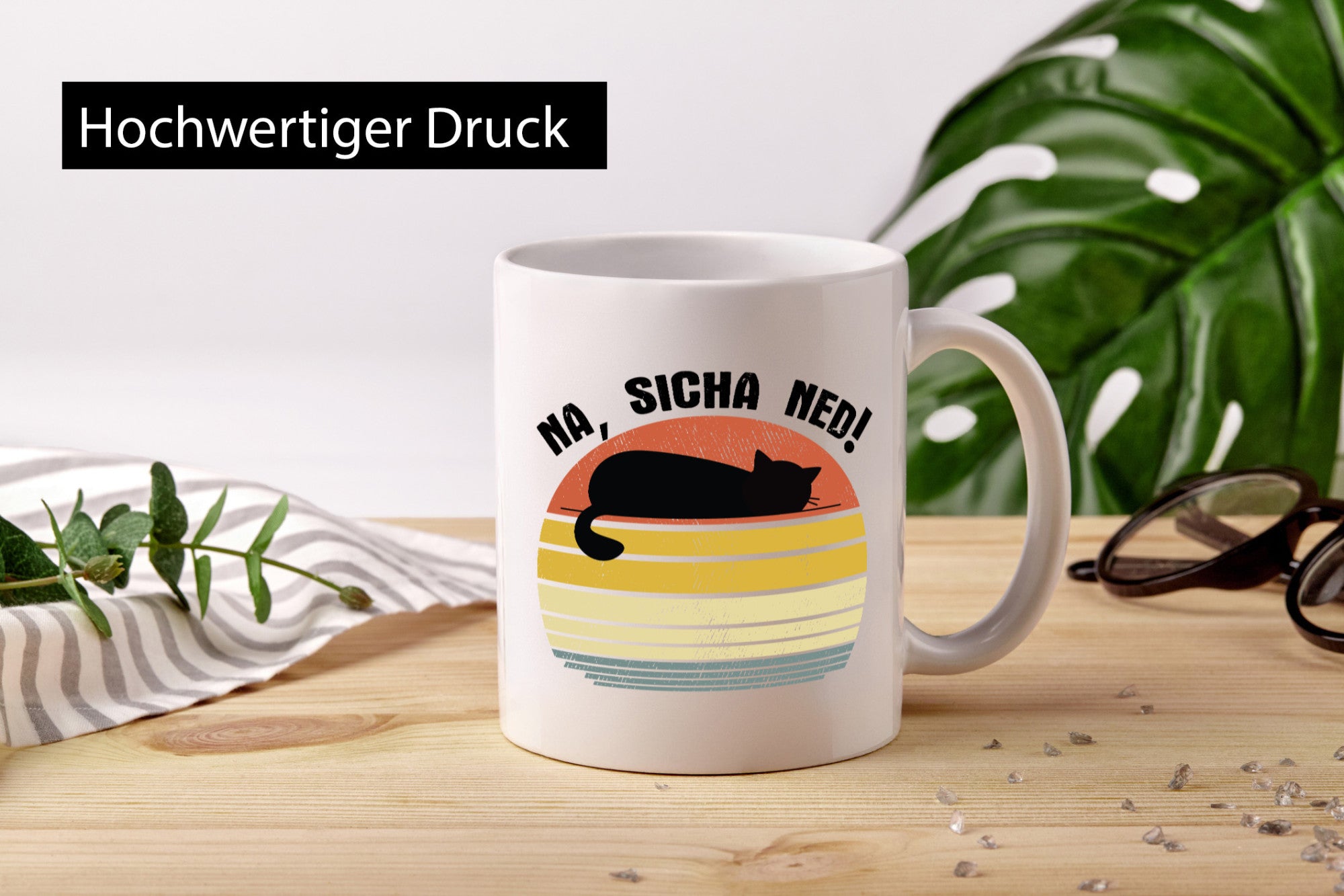 Na, sicha ned! | Katze Farben lustiger Spruch Geschenk Tierliebhaber Humor Tasse