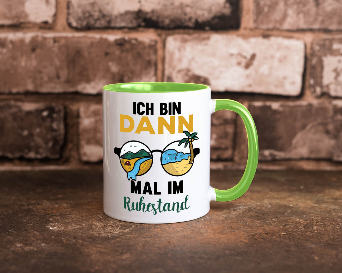 Bin dann mal im Ruhestand | Sonnenbrille Palme Meer lustig Jubiläum Geschenk Tasse
