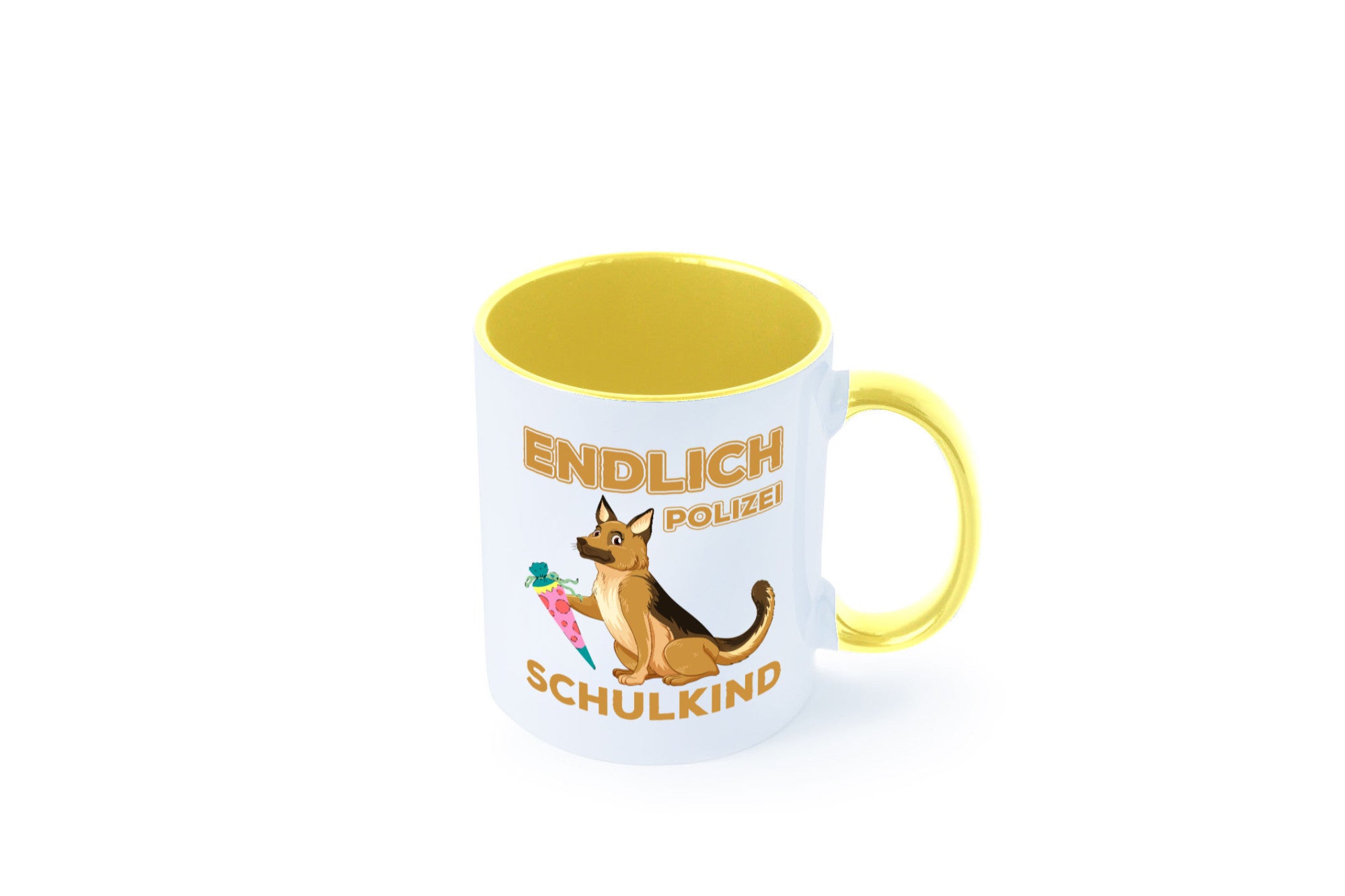 Endlich Schulkind | Tasse Einschulung Polizei Hund lustiger Spruch Geschenk