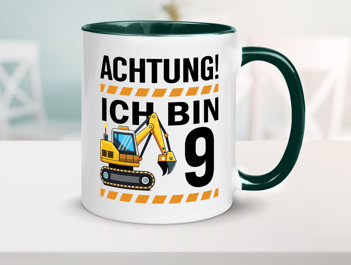 9 Geburtstag Ich bin | Bagger Junge lustiger Spruch Geschenk Geschenkidee Tasse