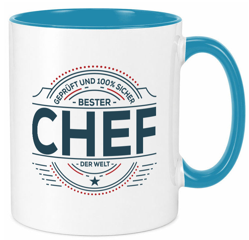 Geprüft und sicher: Chef | Führungskraft Vorgesetzter lustig Arbeit Kollegen Tasse