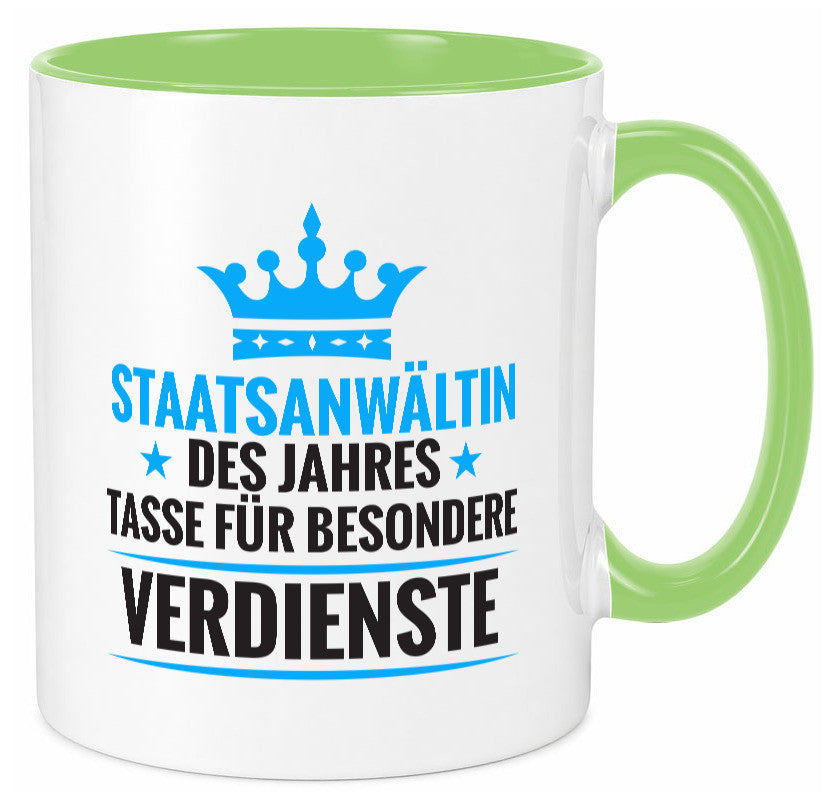 Besonderer Verdienst: Staatsanwältin | Anwältin lustiger Spruch Geschenk Humor Tasse