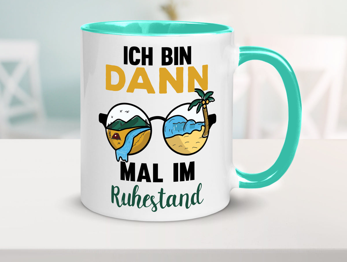 Bin dann mal im Ruhestand | Sonnenbrille Palme Meer lustig Jubiläum Geschenk Tasse