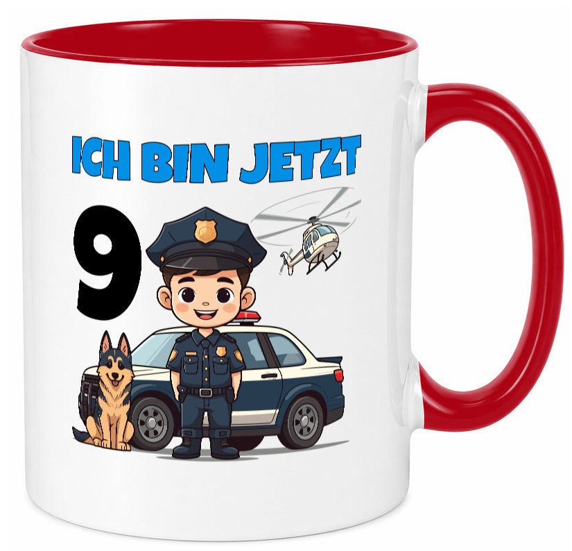 9. Geburtstag | 9 Jahre Polizei Kind Polizeiauto lustig Geschenkidee Geschenk Tasse