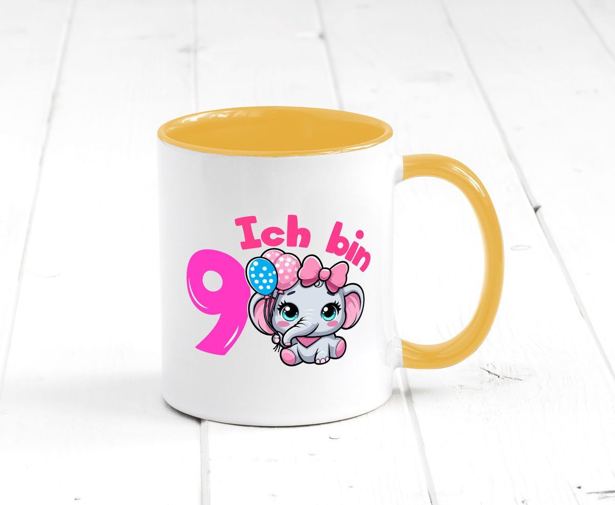 9. Geburtstag | 9 Jahre Elefant Mädchen Geschenk Geschenkidee lustiger Spruch Tasse