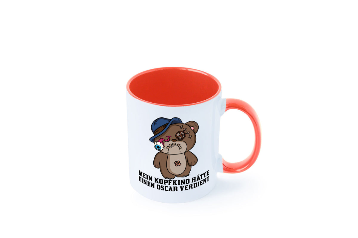 Mein Kopfkino hätte Oscar verdient | kaputter Bär Comic lustiger Spruch Tasse