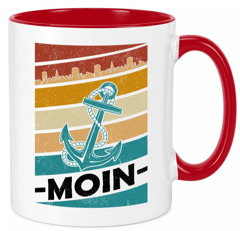 Moin | Kapitän Hafen Anker See Meer Segeln v2 Geschenk Humor Geschenkidee Tasse