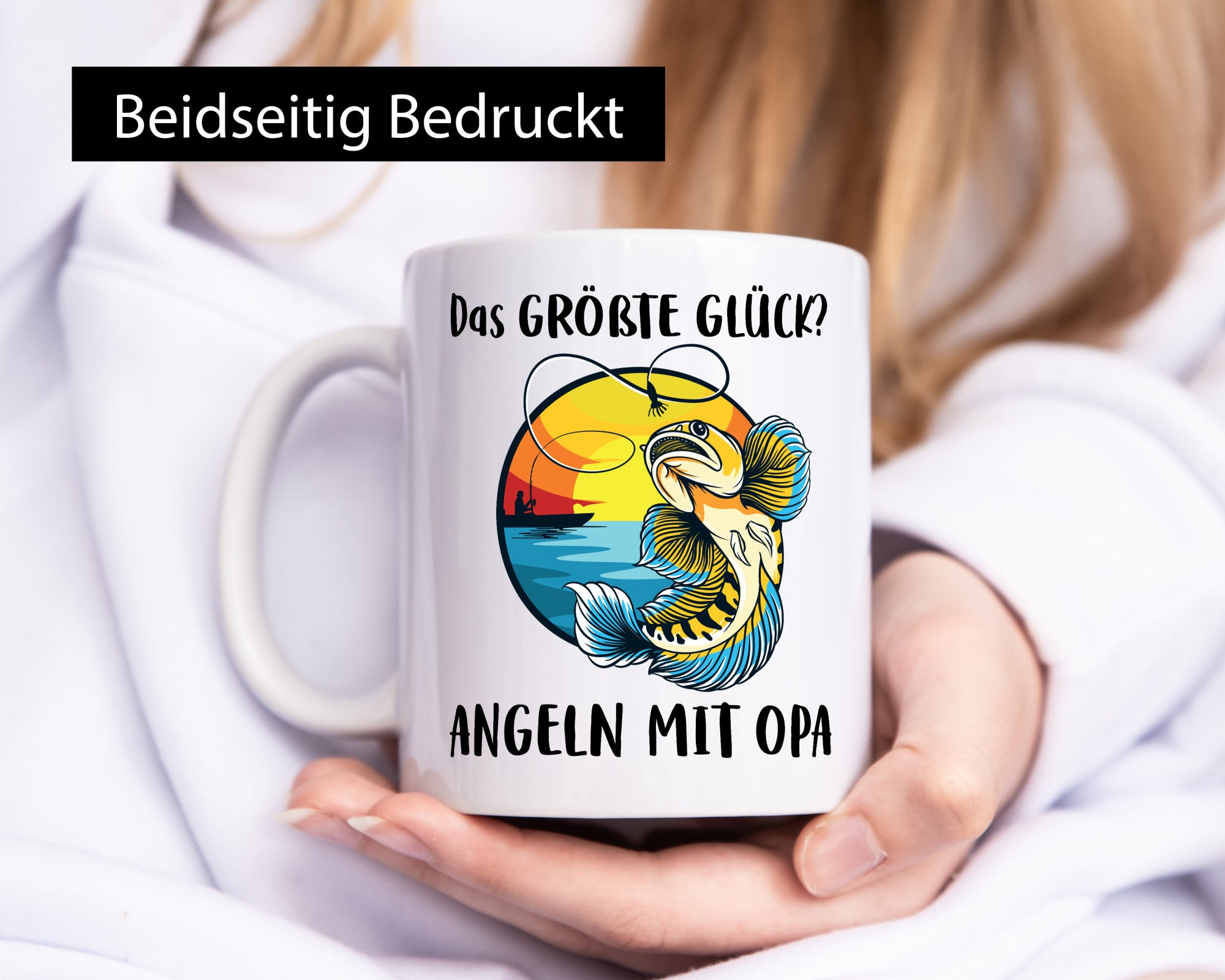 Das größte Glück angeln mit Opa | Angler Geschenkidee Familie Humor Tasse