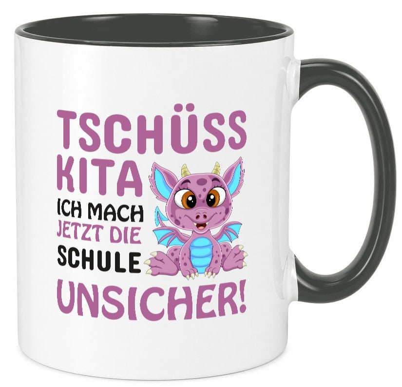 Tschüss Kita | Einschulung süßer Drachen Schulstart lustiger Spruch Geschenk Tasse