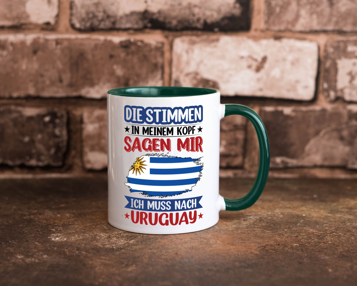 Uruguay | Urlaub Stimmen in meinem Kopf Traumland Geschenk Humor Geschenkidee Tasse
