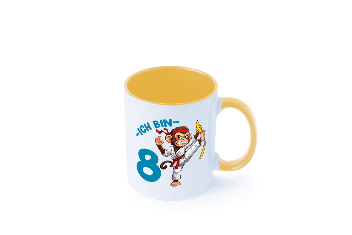 Ich bin 8 | 8. Geburtstag Karate Kampfsport Affe lustiger Spruch Geschenk Tasse