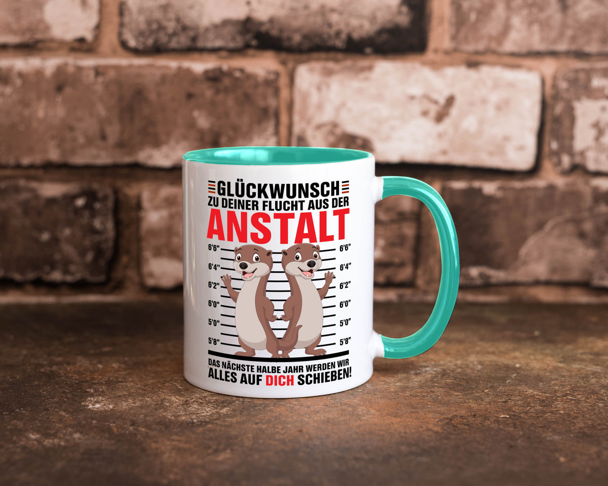 Glückwunch zur Flucht | Jobwechsel Arbeitskollegen Geschenk Arbeit Kollegen Tasse