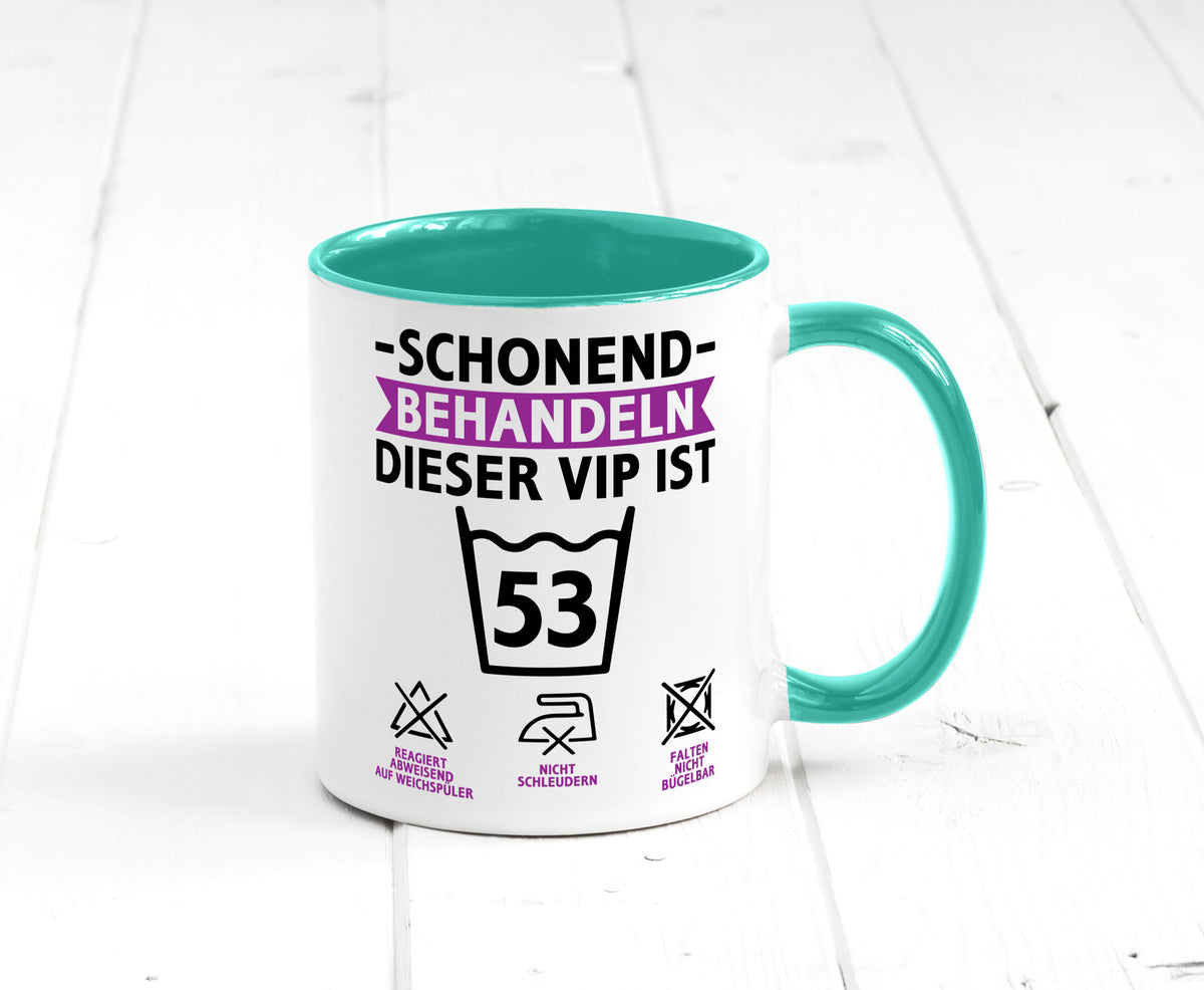 53 Geburtstag | schonend behandeln Jahre v2 lustiger Spruch Geschenk Tasse