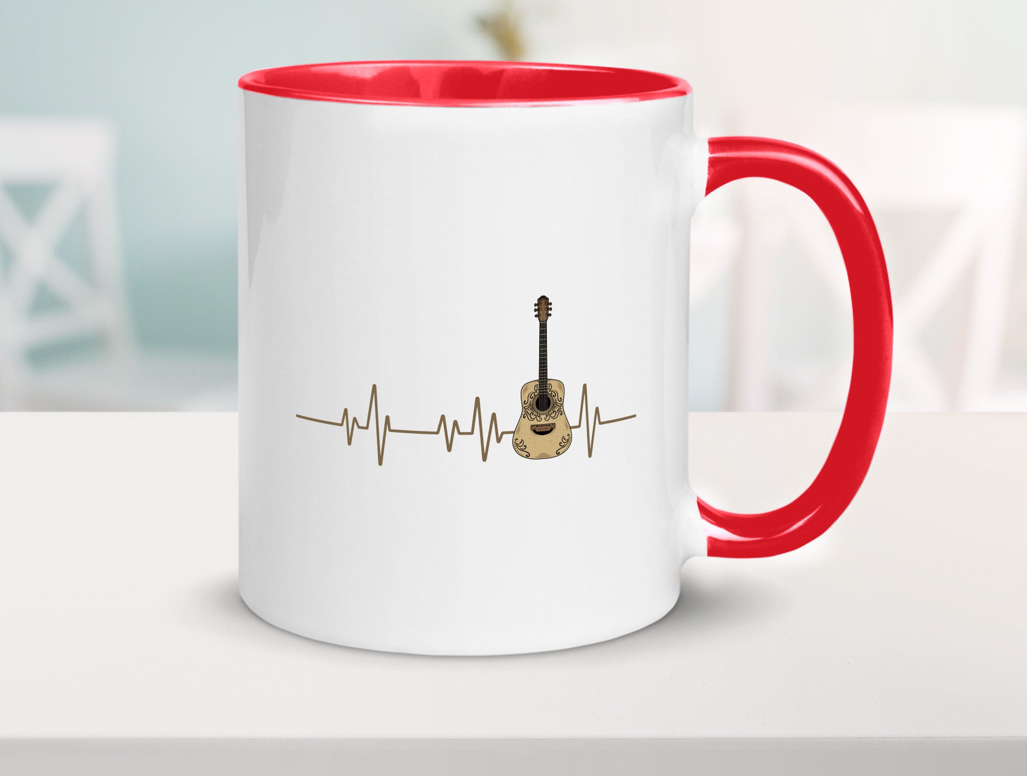Gitarre Herzschlag | Motiv Musiker Rock Musik lustig Humor Geschenkidee
