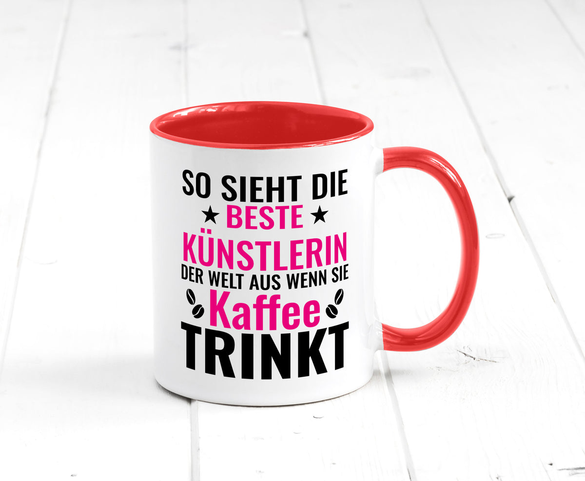 Kaffee trinkt: Künstlerin | Kunst Geschenk Humor Geschenkidee lustiger Spruch Tasse