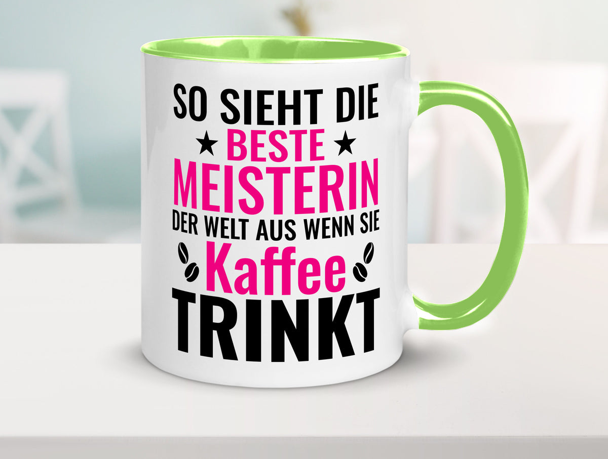 Kaffee trinkt: Meisterin | Meisterbrief Humor Geschenkidee Tasse