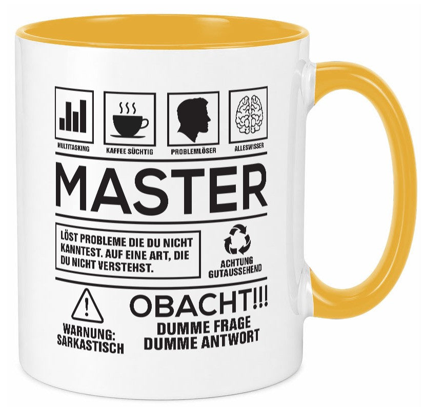 Achtung Probleme Master | Universität Student Humor Geschenkidee Tasse