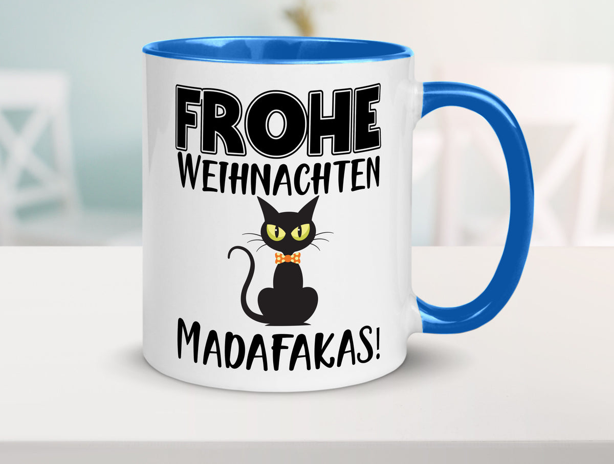 Frohe Weihnachten Madafakas! | Katze Tasse Vintage lustiger Spruch Geschenk