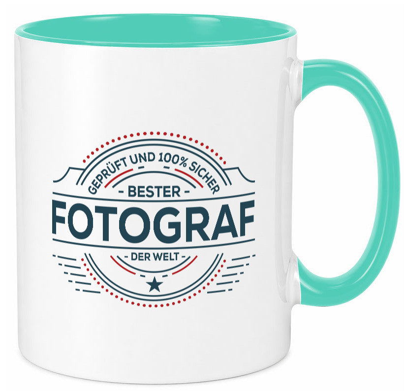 Geprüft und sicher: Fotograf | Fotografie Kamera Humor Geschenkidee Tasse