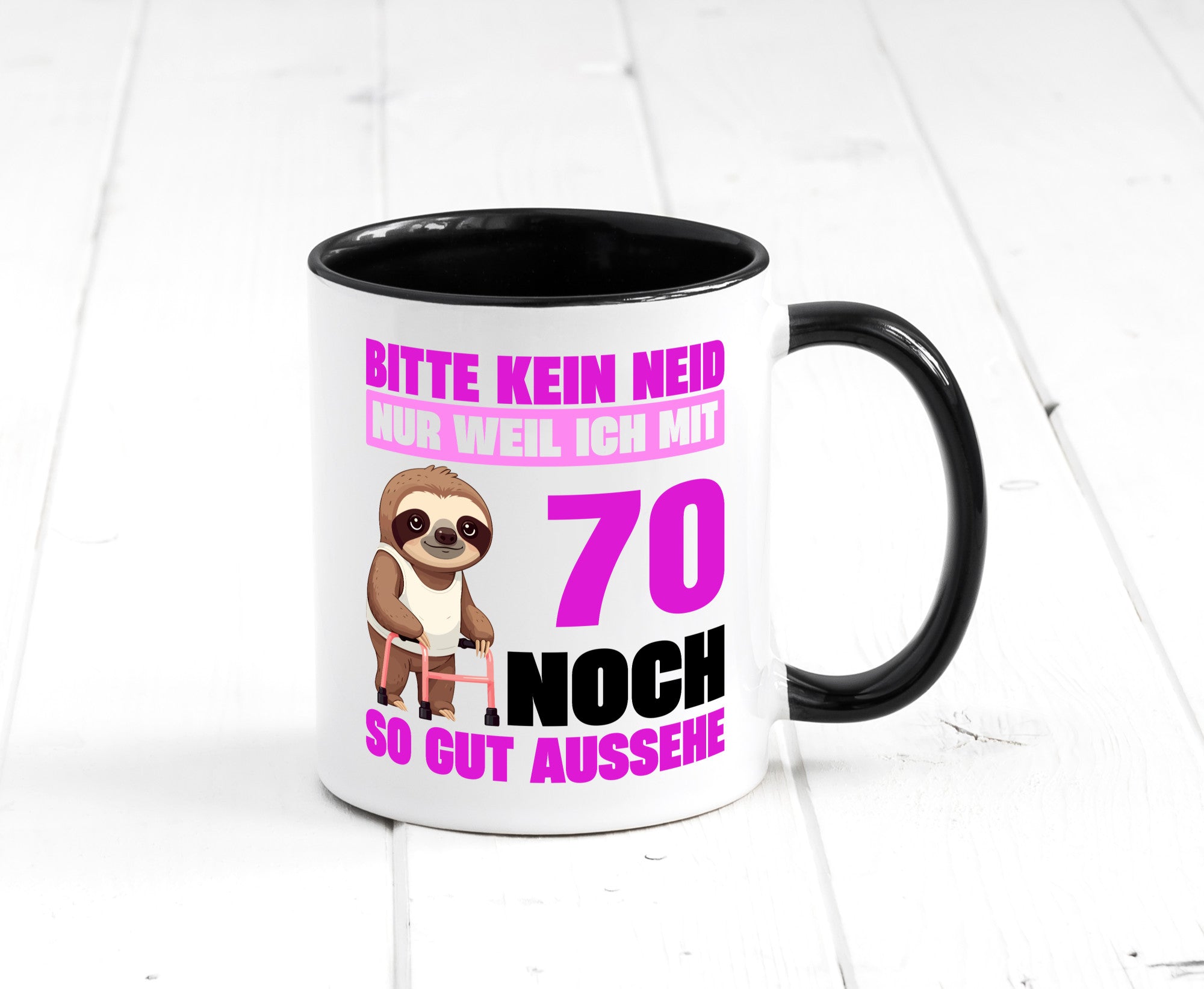 70. Geburtstag | Bitte kein neid Faultier 70 Jahre v2 Humor Geschenkidee Tasse