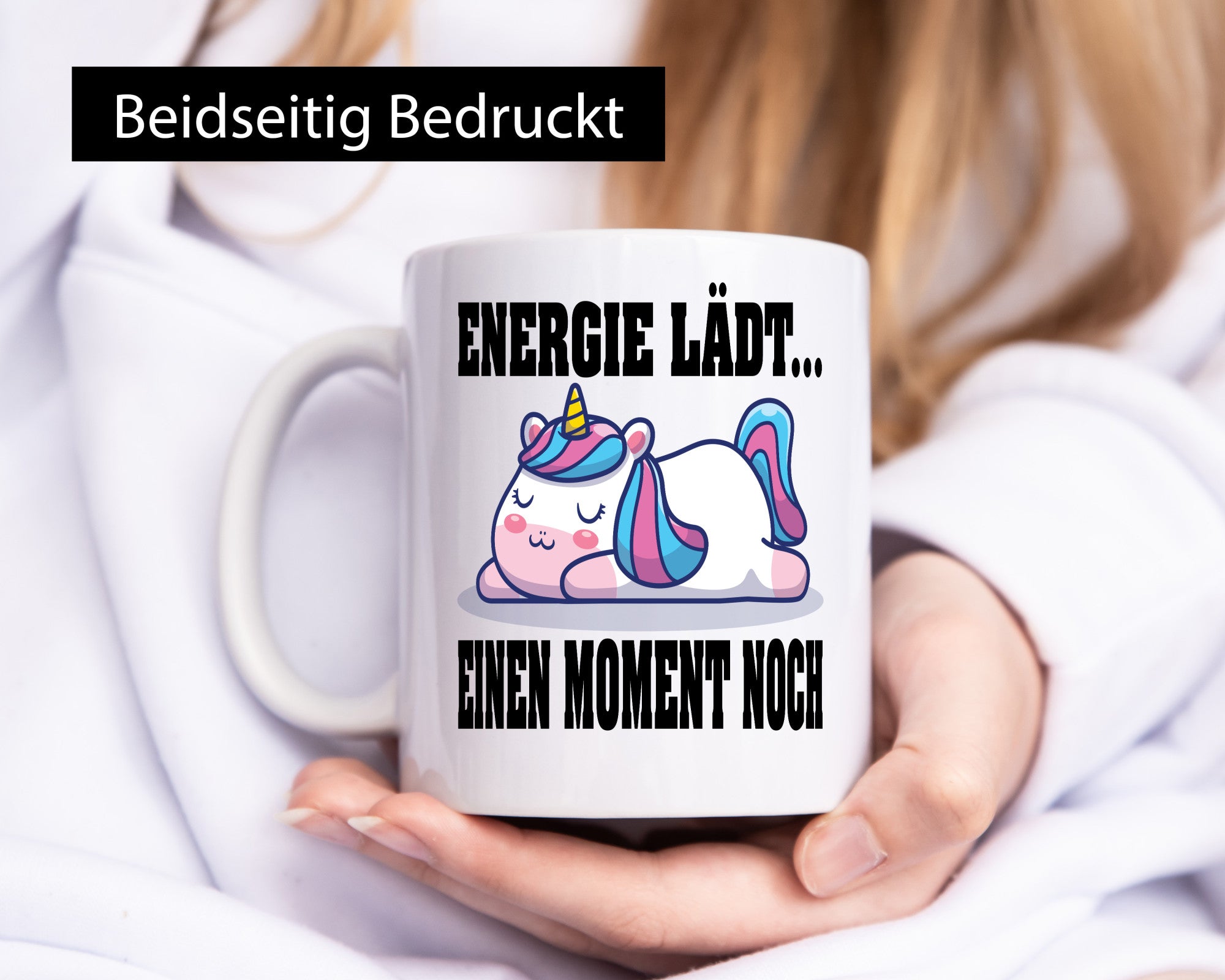 Energie Lädt einen Moment noch | Einhorn Faul Humor Geschenkidee Tasse