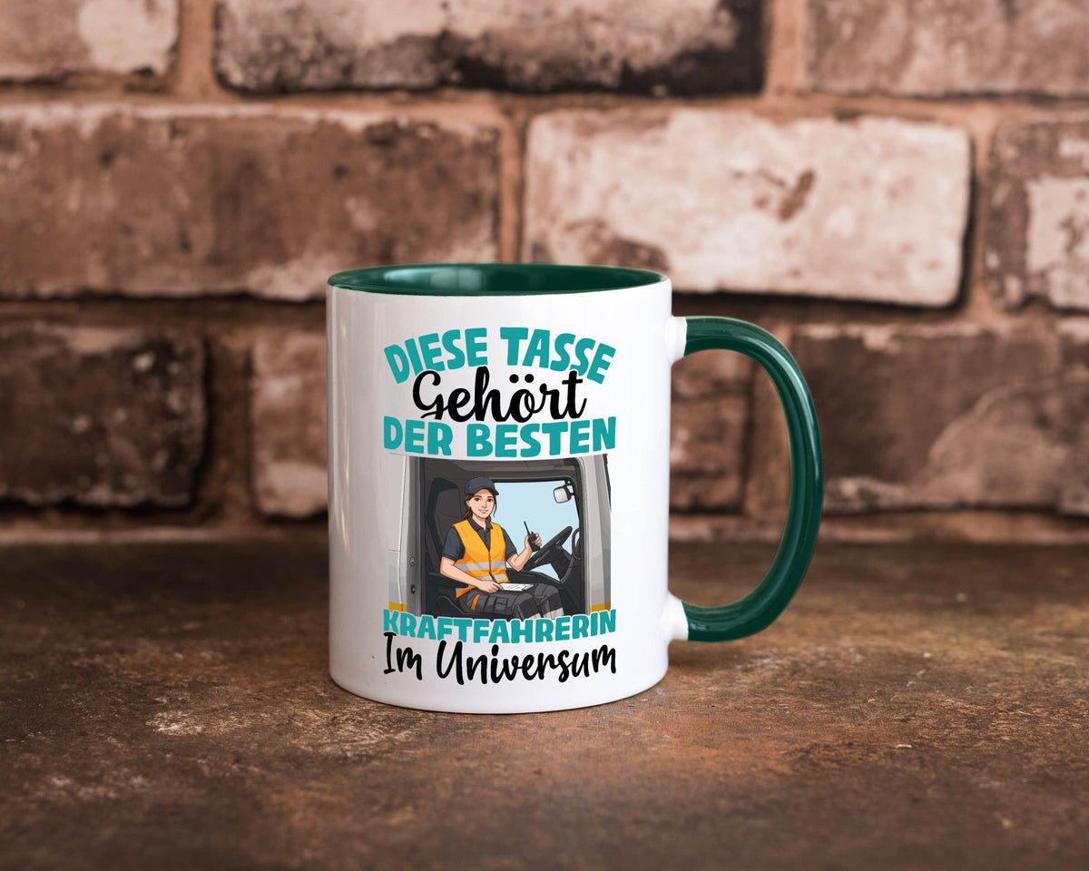 Im Universum: Kraftfahrerin | Lastwagen LKW lustig Humor Geschenkidee Geschenk Tasse