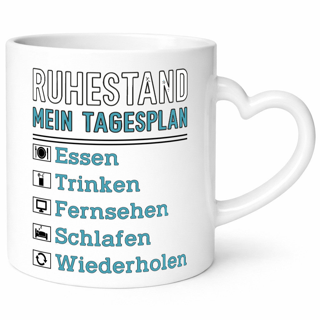 Ruhestand Tagesplan | Rentner Chillen v2 lustiger Spruch Geschenk Jubiläum Tasse