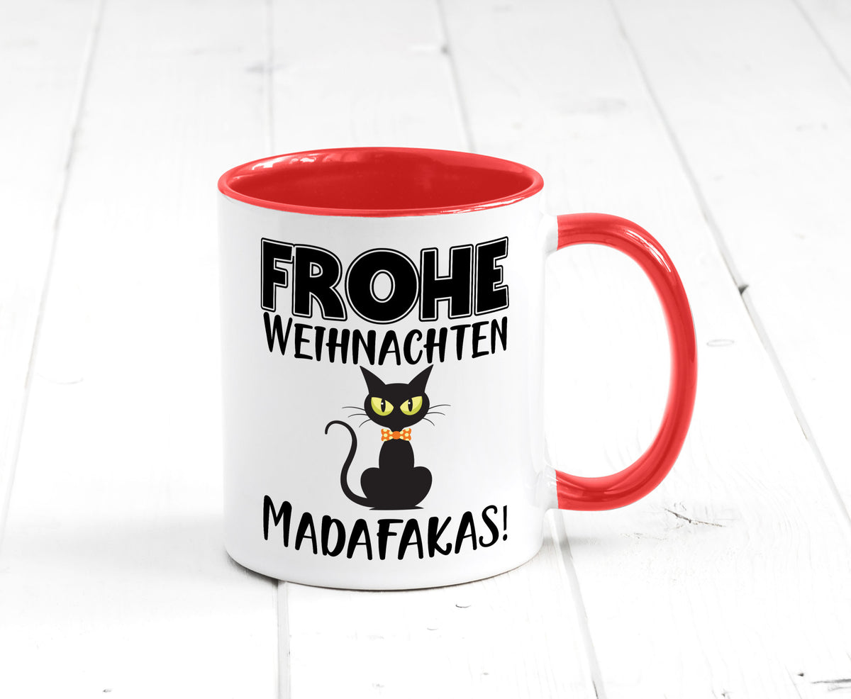Frohe Weihnachten Madafakas! | Katze Tasse Vintage lustiger Spruch Geschenk