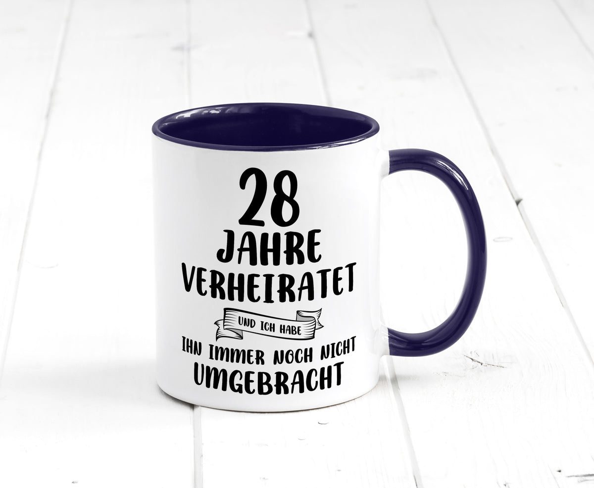 28 Jahre Verheiratet, immer noch am Leben! Geschenkidee Humor Tasse