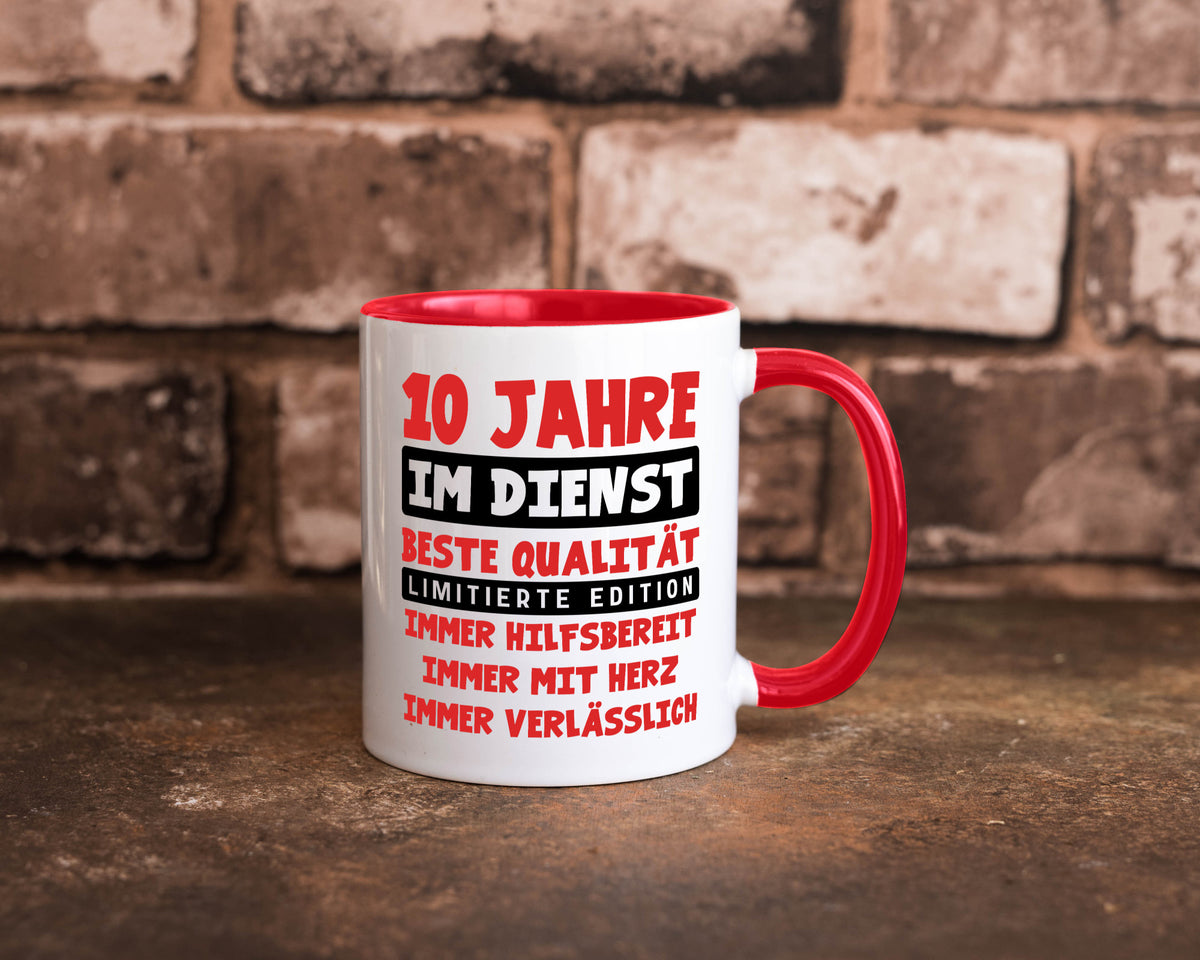 10 Jahre im Dienst | Jubiläum Arbeit v9 lustig Kollegen Büro Geschenk Tasse