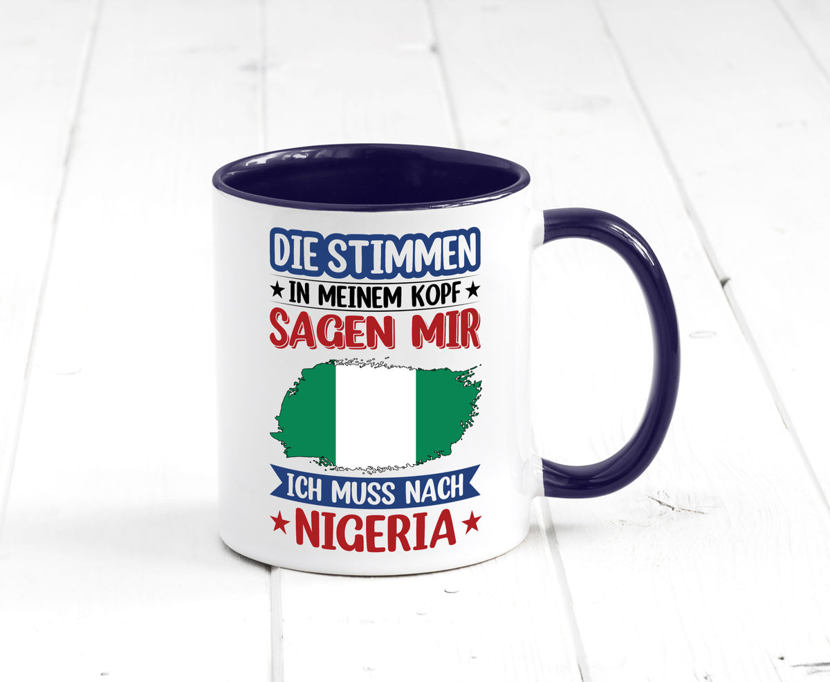 Nigeria | Urlaub Stimmen in meinem Kopf Traumland Geschenk Humor Geschenkidee Tasse