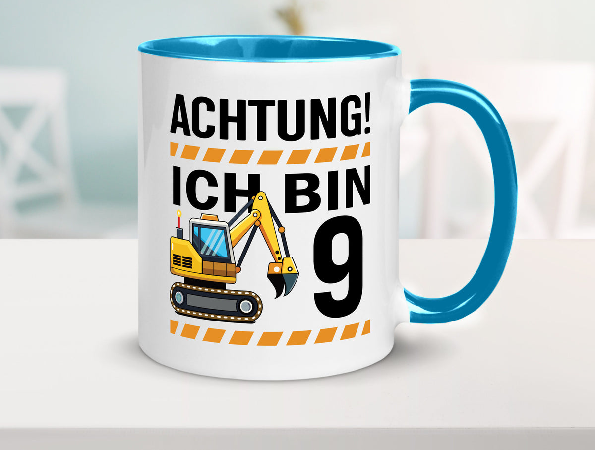 9 Geburtstag Ich bin | Bagger Junge lustiger Spruch Geschenk Geschenkidee Tasse