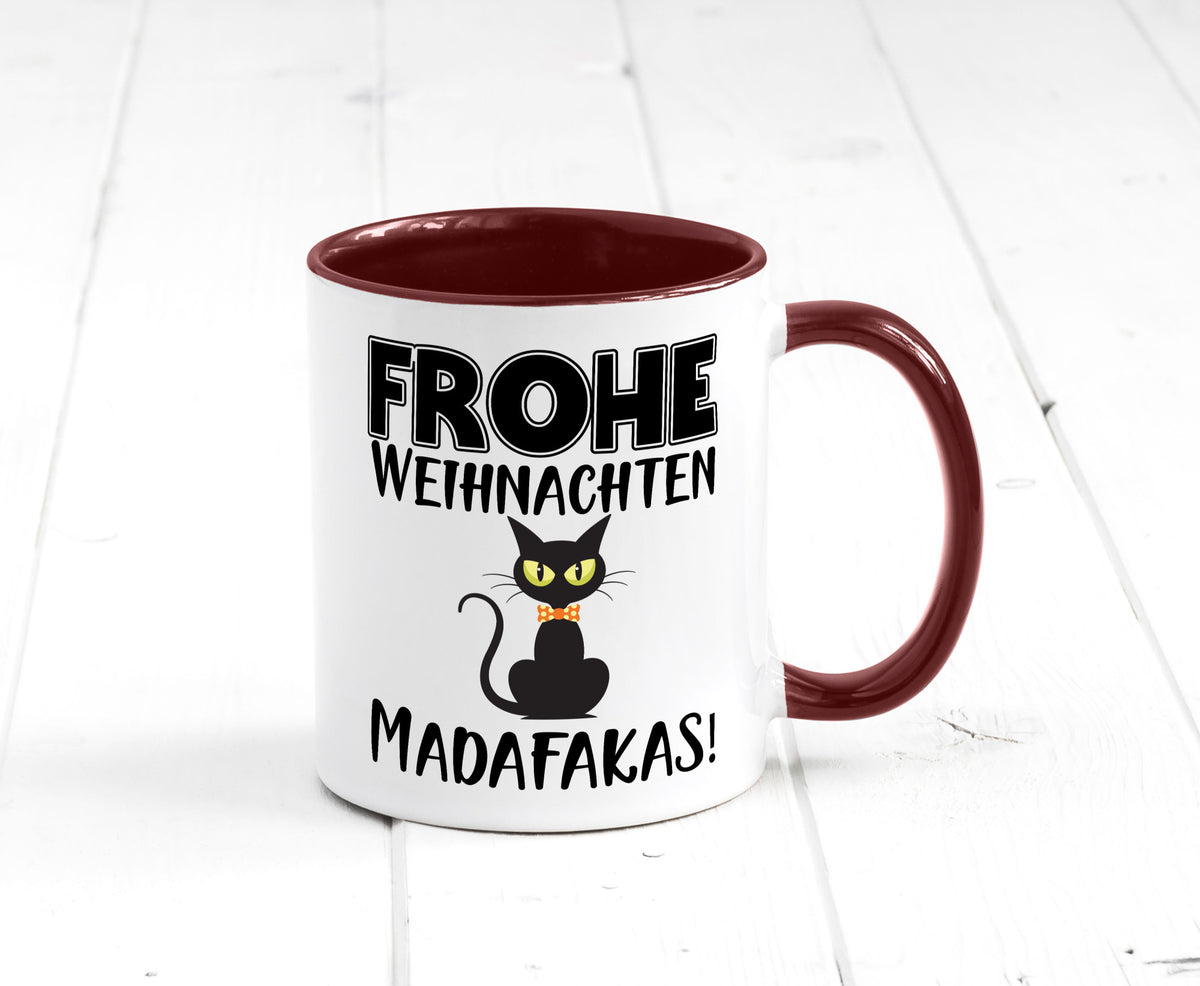 Frohe Weihnachten Madafakas! | Katze Tasse Vintage lustiger Spruch Geschenk